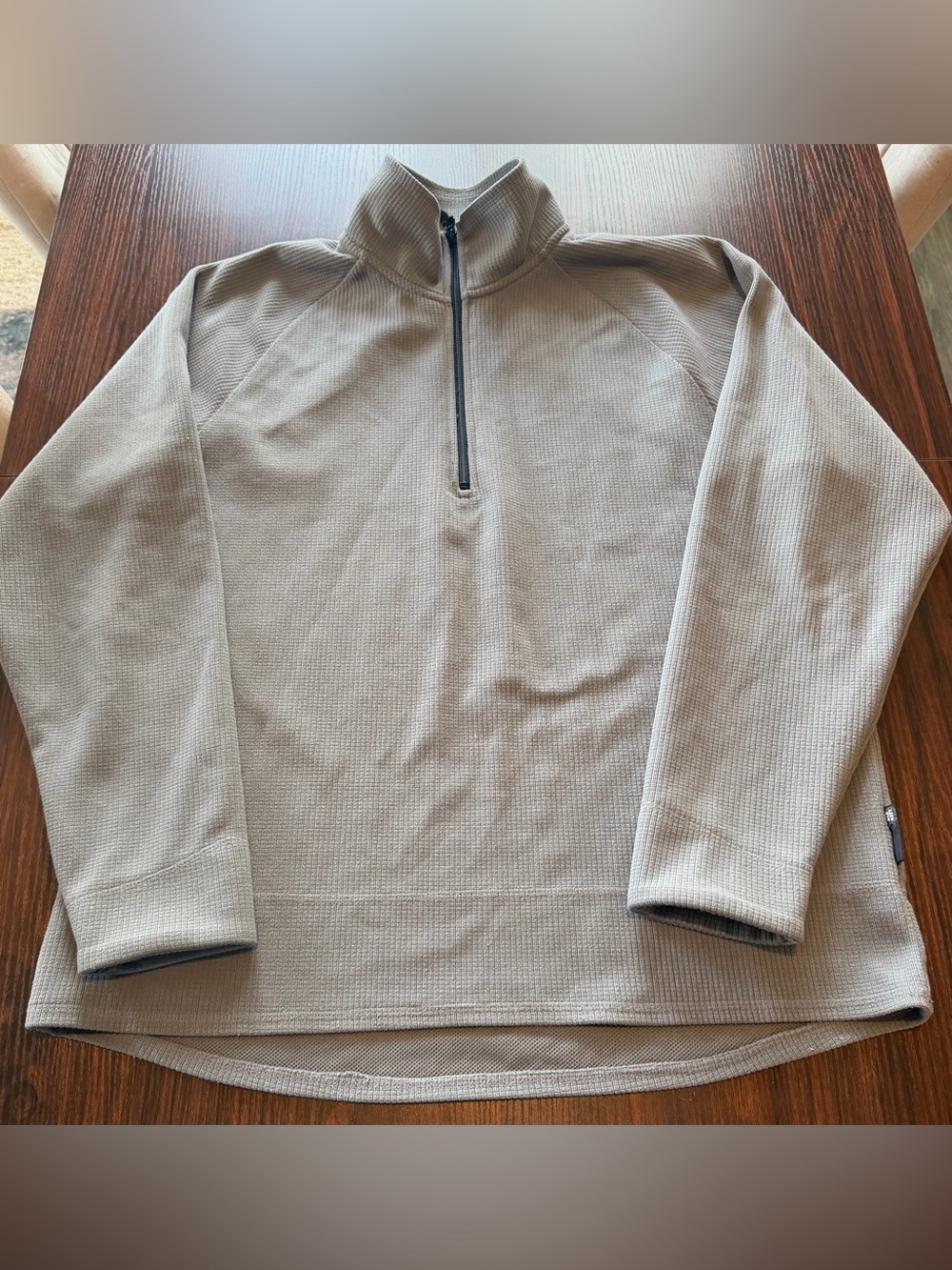 Old Navy Men’s Vintage Y2K Grey Quarter Zip Waffle Grid Fleece Pullover Size L